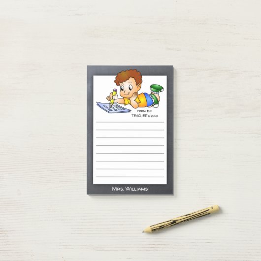 Cute Blackboard Teacher Boy Post-it® Notes (Op bureau)