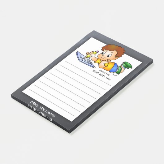 Cute Blackboard Teacher Boy Post-it® Notes (Schuin)