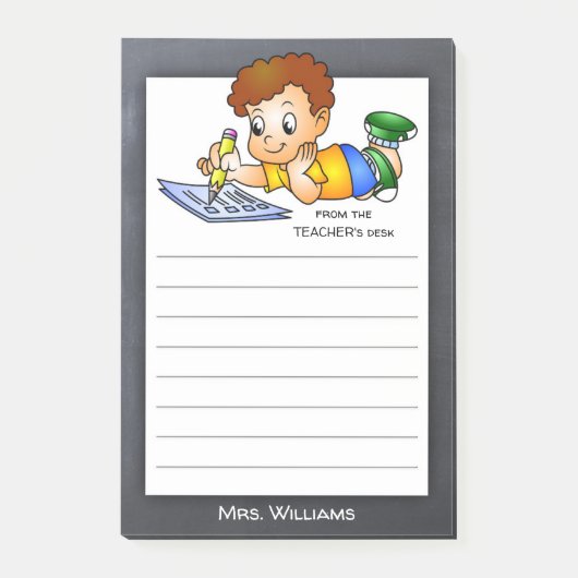 Cute Blackboard Teacher Boy Post-it® Notes (Voorkant)