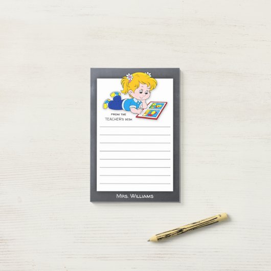 Cute Blackboard Teacher Girl Post-it® Notes (Op bureau)