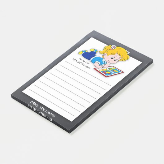 Cute Blackboard Teacher Girl Post-it® Notes (Schuin)
