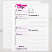 Cute Blank Recipe Paper Sheet (Full Page Fillable) (Voorkant / Achterkant)