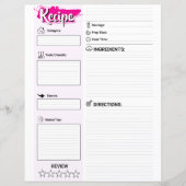 Cute Blank Recipe Paper Sheet (Full Page Fillable) (Voorkant)