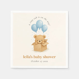 Cute Blauwe Aquarel Ballon Beer Jongen Baby Shower Servet