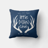 Cute Blauwe Baby Jongen Little Man Cave Aankondigi Kussen (Achterkant)