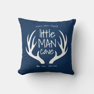 Cute Blauwe Baby Jongen Little Man Cave Aankondigi Kussen