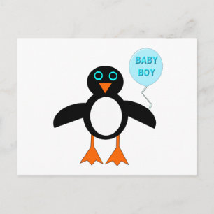Cute Blauwe Baby Jongen Pinguïn Ansichtkaart Briefkaart