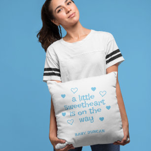 Cute Blauwe Baby Shower voor Jongen Kussen