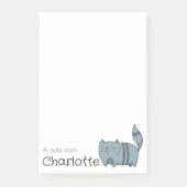 Cute blauwe cartoon kat naam post-it® notes (Voorkant)