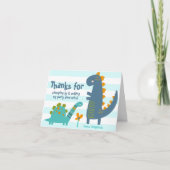 Cute Blauwe Dinosaurussen Kawaii Schattige Jongens Bedankkaart (Voorkant)