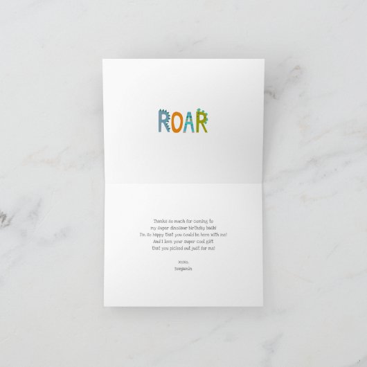 Cute Blauwe Dinosaurussen Kawaii Whimsische Verjaa Bedankkaart (Binnen)