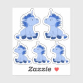 Cute Blauwe Eenhoorn Tekening Kinderen Sticker (Vel)