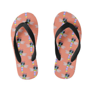 Cute blauwe en roze libel cartoonillustratie kinder teenslippers