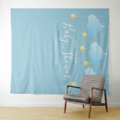 Cute blauwe fotocabine-achtergrond voor babyfeestj wandkleed (In Situ (horizontaal))