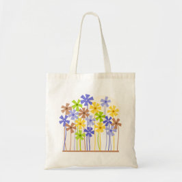 Cute blauwe gele bruine simpele bloemen tekening  tote bag
