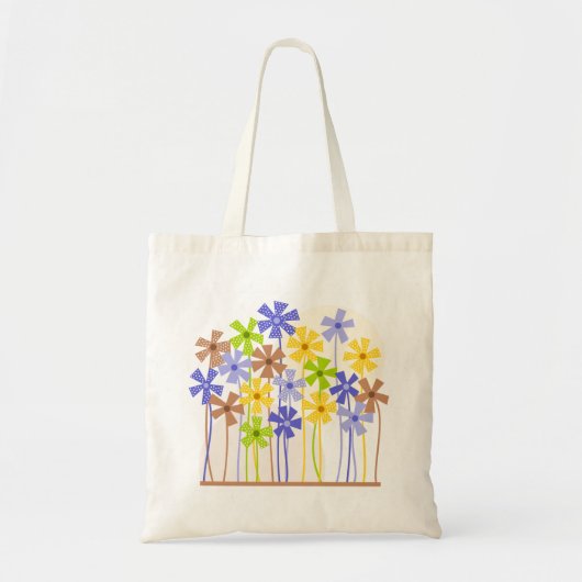 Cute blauwe gele bruine simpele bloemen tekening  tote bag (Voorkant)