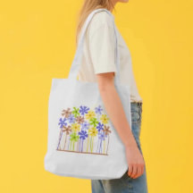 Cute blauwe gele bruine simpele bloemen tekening 