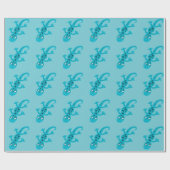 Cute Blauwe Hagedis Gecko Tekening Kinderen Cadeaupapier (Vlak)