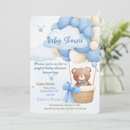 Cute Blauwe Jongen Baby Shower Uitnodiging