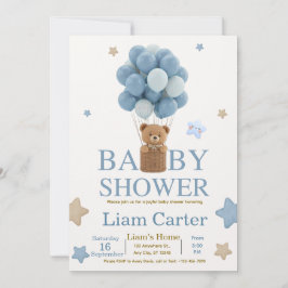 Cute Blauwe Jongen Baby Shower Uitnodiging