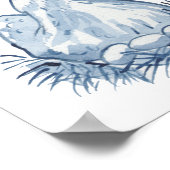 Cute Blauwe Kip Hen Aquarel Dier Natuur Poster (Hoek)