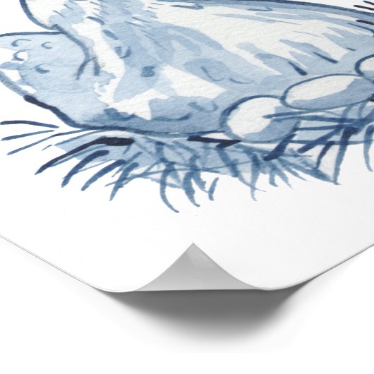 Cute Blauwe Kip Hen Waterverf Dier Natuur Poster (Hoek)