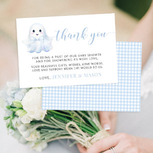 Cute Blauwe Kleine Boo Baby Shower Bedankkaart RSVP Kaartje