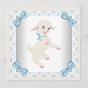 Cute Blauwe Lam Baby Shower voor Jongen Kaart