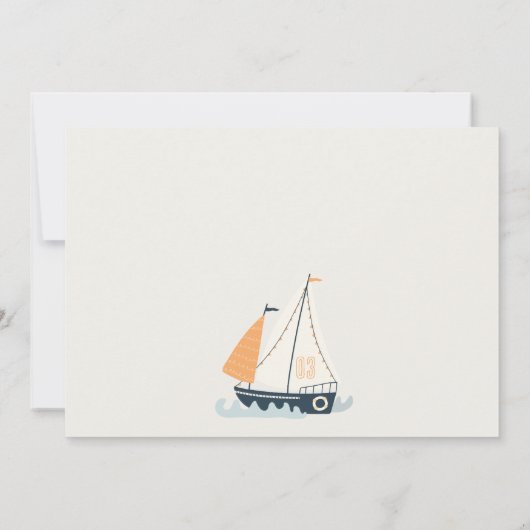 Cute Blauwe Nautische Zeilboot Kinderen Foto Verja Bedankkaart (Achterkant)