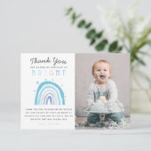 Cute Blauwe Regenboog Jongens Verjaardagsfeestje F Bedankkaart (Staand voorkant)