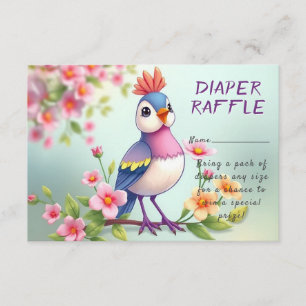 Cute Blauwe Roze Vogel Bloemachtige Baby Shower Informatiekaartje