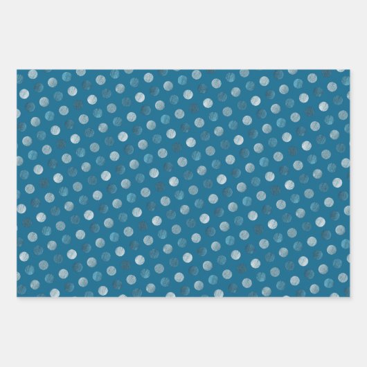 Cute Blauwe Stippen Modern & Elegant Kerstmis Inpakpapier Vel (Voorkant)