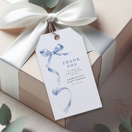 Cute Blauwe Strik Lint Jongens Baby Shower Cadeaulabel