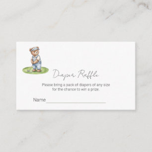 Cute Blauwe Teddyshirt Golfen Luier Raffle Ticket Informatiekaartje