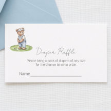 Cute Blauwe Teddyshirt Golfen Luier Raffle Ticket 