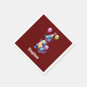 Cute blauwe verjaardagsdinosaurus servet (Hoek)