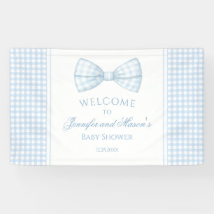 Cute blauwe vlinderdas baby jongen shower welkom B Spandoek