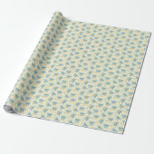 Cute Blauwe Vlinders Met Champagneglas Cadeaupapier (Uitgerold)