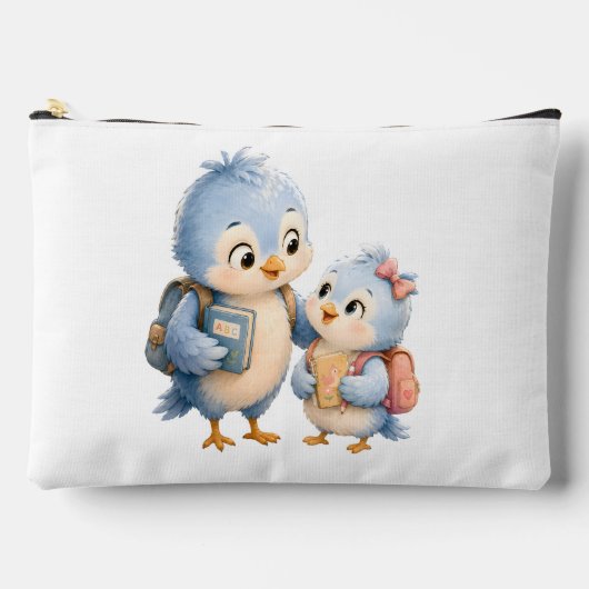 Cute Blauwe Vogel Accessoire Zak Etui (Voorkant)