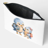 Cute Blauwe Vogel Accessoire Zak Etui (Open)