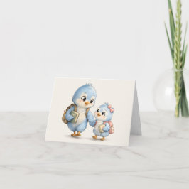 Cute Blauwe Vogel Broers en Zussen Bedankt Kaart