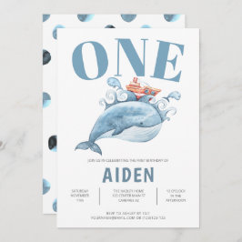 Cute Blauwe Walvis Kinderen Verjaardagsfeestje Kaart