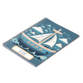 Cute Blauwe Zeilboot Notitieboek (Linkerzijde)