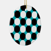 Cute blauwe zwart-wit stippen vectorpatroon keramisch ornament (Rechts)