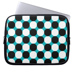 Cute blauwe zwarte en witte stippen vectorpatroon laptop sleeve