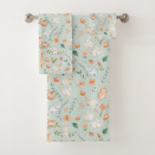 Cute Blauwgroen Baby Animal Pastel Patroon Bad Handdoek (Insitu)