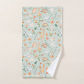 Cute Blauwgroen Baby Animal Pastel Patroon Bad Handdoek (Handdoek)