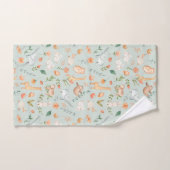 Cute Blauwgroen Baby Animal Pastel Patroon Bad Handdoek (Handdoek)