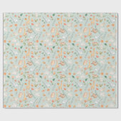 Cute Blauwgroen Baby Animal Pastel Patroon Cadeaupapier (Vlak)