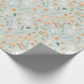 Cute Blauwgroen Baby Animal Pastel Patroon Cadeaupapier (Hoek)